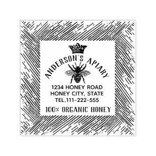 Vintage honey queen bee apiary honey jar labeling self-inking stamp
