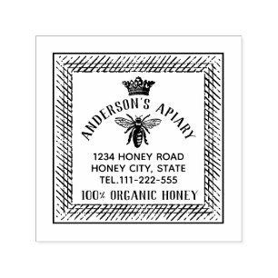 Vintage honey queen bee apiary honey jar labeling self-inking stamp