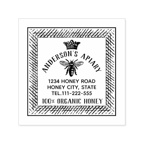 Vintage honey queen  bee apiary honey jar labeling self_inking stamp