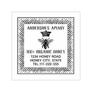 Vintage honey queen bee apiary honey jar labeling self-inking stamp