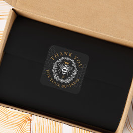 Vintage Honey Queen Bee Thank You For Your Busines Classic Round Sticker