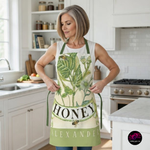 Vintage Honeybee Botanical Illustration Apron