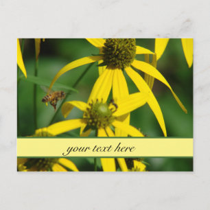 Vintage Honeybee Botanical Thank You Note Postcard