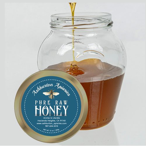 Vintage Honeybee Classy Teal Pure Raw Honey Classic Round Sticker
