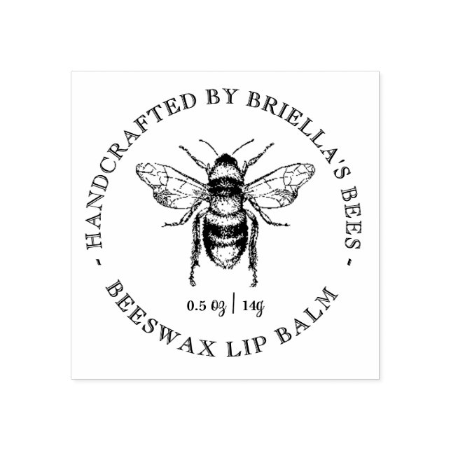 Vintage Honeybee Custom Honey Lip Balm Stamp (Imprint)