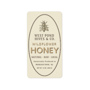 Vintage Honeybee Honey Custom Oval Border Label