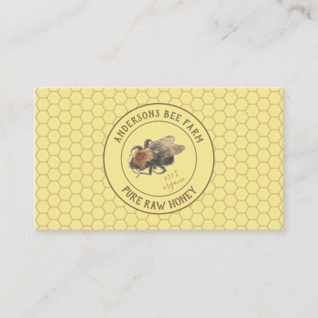 Vintage Honeybee & Honeycomb | Beefarm / Beekeeper Business Card (Front)