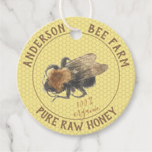 Vintage Honeybee & Honeycomb Honey Jar Favor Tags