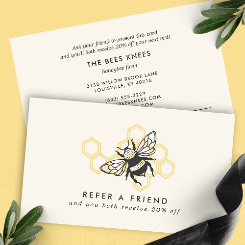 Vintage Honeybee Logo Beekeeper Referral Card