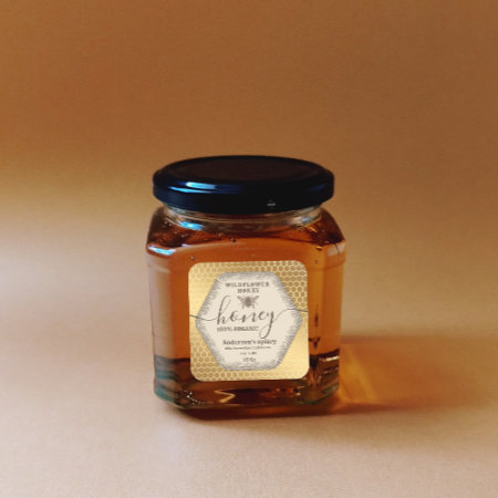 Vintage  Honeybee  Script Honey Jar Label