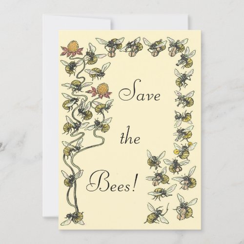 Vintage Honeybees Playing Music Save the Bees   Card