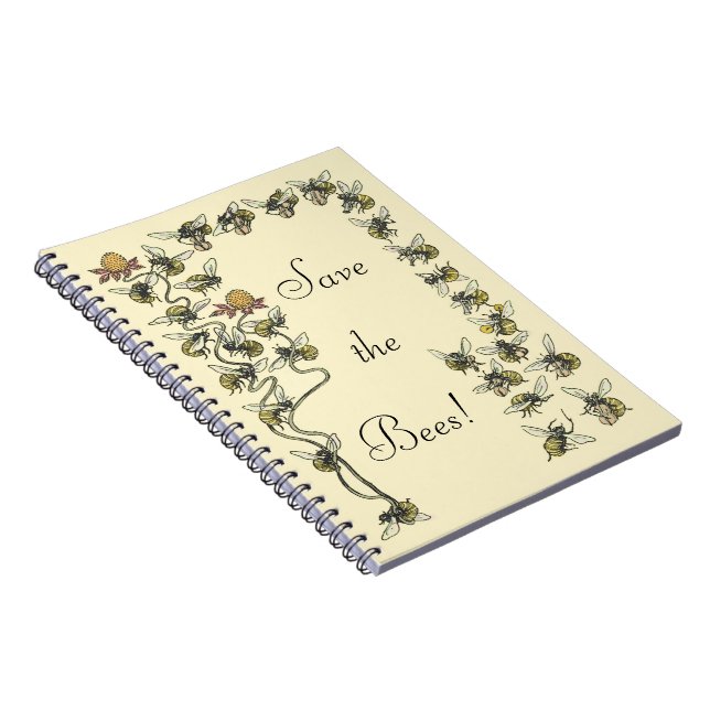 Vintage Honeybees Playing Music Save the Bees   Notebook (Right Side)