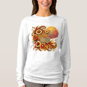 Vintage Honeycomb and Sunflower Long Sleeve Shirt