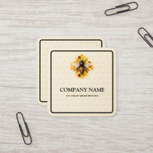 Vintage Honeycomb Bee BeeKeeper Honey Apairist Square Business Card