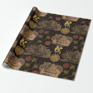 Vintage Honeycomb Bee Black Wrapping Paper