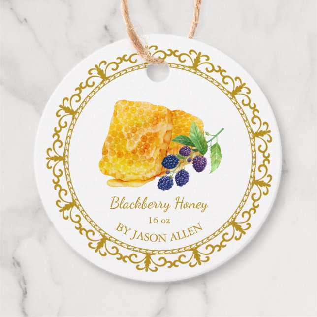 Vintage Honeycomb Blackberry Honey Hang Tag (Front)
