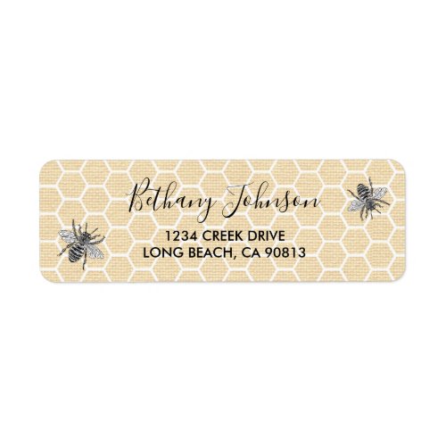 Vintage Honeycomb Honey Bee Label