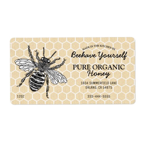 Vintage Honeycomb Honeybee Honey Label