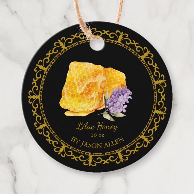 Vintage Honeycomb Lilac Infused Honey Hang Tag (Front)