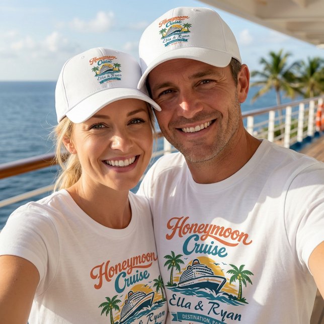 Vintage Honeymoon Cruise Personalized Couple’s Hat (Creator Uploaded)