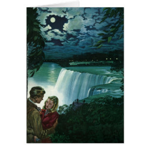 Vintage Honeymoon Love, Newlyweds at Niagara Falls Cards
