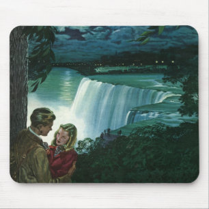 Vintage Honeymoon Love, Newlyweds at Niagara Falls Mouse Pad