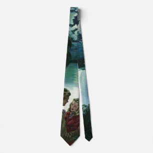Vintage Honeymoon Love, Newlyweds at Niagara Falls Neck Tie