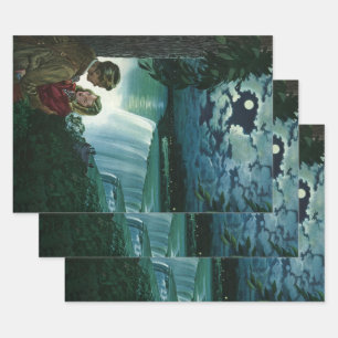 Vintage Honeymoon Love, Newlyweds at Niagara Falls Wrapping Paper Sheets