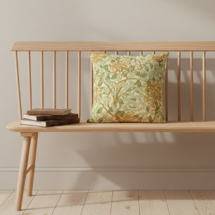 Vintage Honeysuckle Flowers Throw Pillow