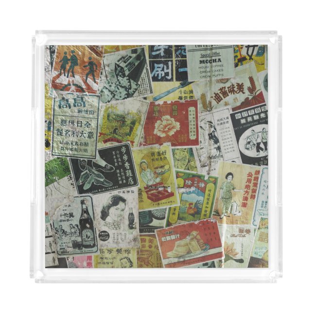 Vintage Hong Kong advertisement wall. Acrylic Tray (Front)