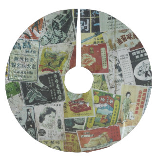 Vintage Hong Kong advertisement wall. Brushed Polyester Tree Skirt