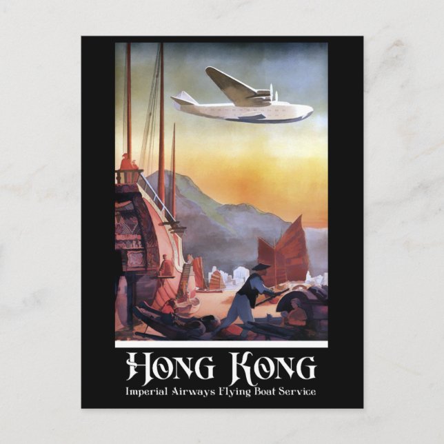 Vintage Hong Kong China Airline Travel Postcard (Front)