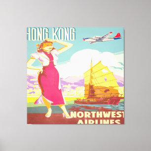 Vintage Hong Kong – Northwest Airlines  Canvas Print