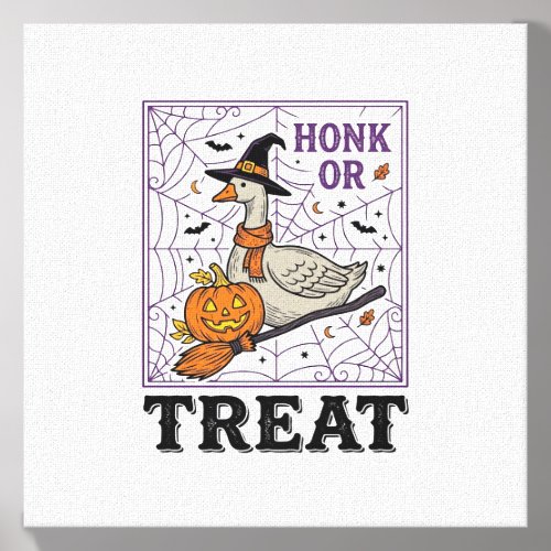 Vintage Honk Or Treat Witch Goose Halloween Shirt_ Canvas Photo Tile