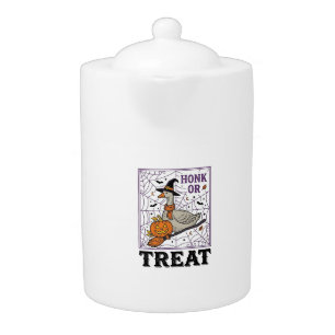 Vintage Honk Or Treat Witch Goose Halloween Shirt_ Teapot