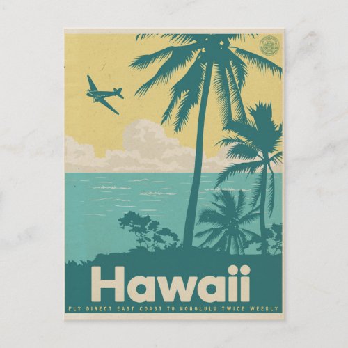 Vintage Honolulu Aviation Travel Postcard