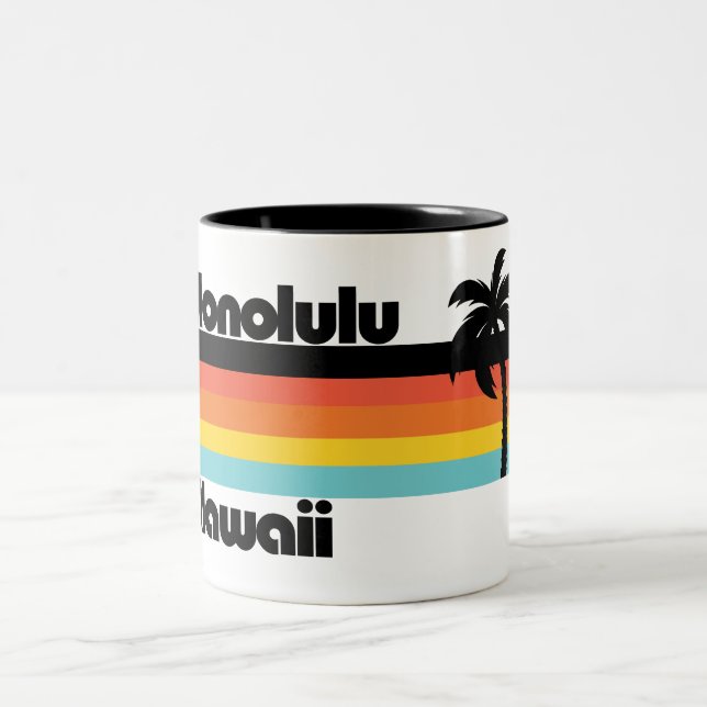 Vintage Honolulu Hawaii Two-Tone Coffee Mug (Center)