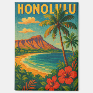 Vintage Honolulu Oahu Hawaii Beach Hawaii Travel Magnet