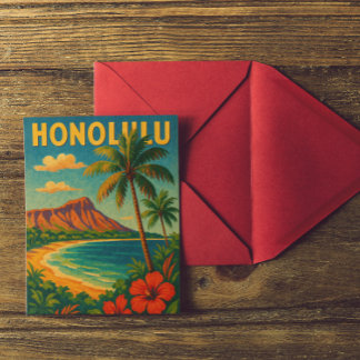 Vintage Honolulu Oahu Hawaii Beach Hawaii Travel Postcard