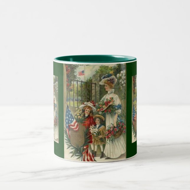 Vintage Honoring Memorial Day Two-Tone Coffee Mug (Center)