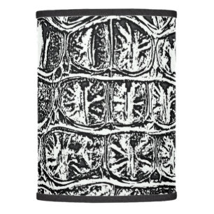 VINTAGE "HORNBACK" ALLIGATOR  LEATHER B & W LAMP SHADE