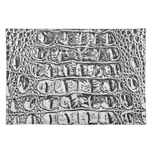 VINTAGE "HORNBACK" ALLIGATOR LEATHER BLACK & WHITE PLACEMAT