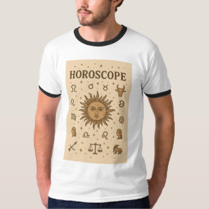 Vintage Horoscope Zodiac Sun Astrology Illustratio T-Shirt