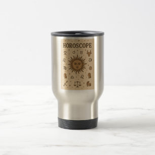 Vintage Horoscope Zodiac Sun Astrology Illustratio Travel Mug