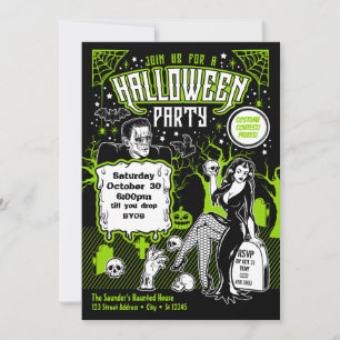 Vintage Horror Adult Halloween Costume Party  Invitation