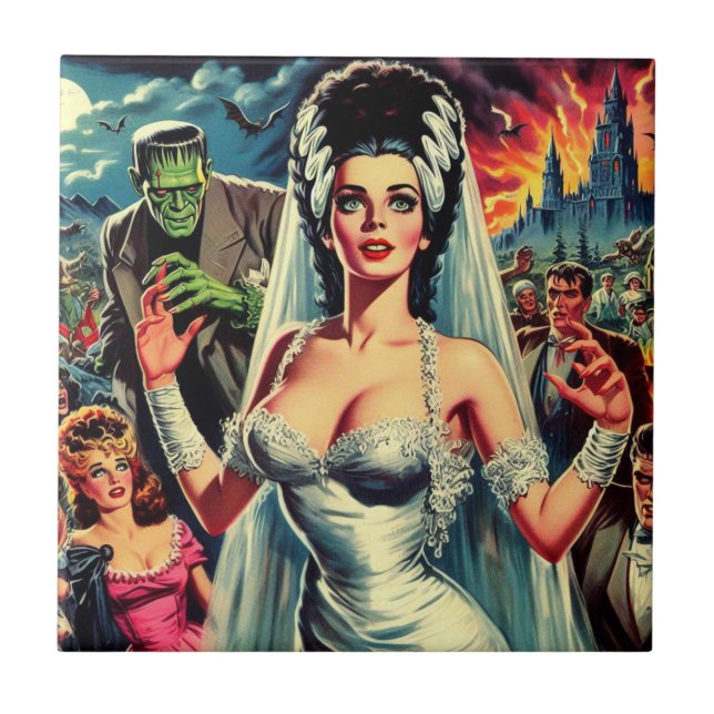 Vintage Horror Bride Ceramic Tile (Front)