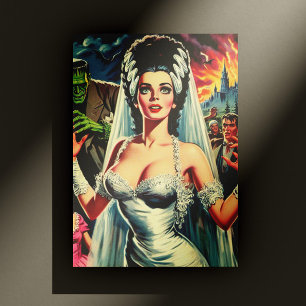 Vintage Horror Bride Postcard
