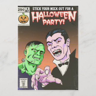 Vintage Horror Comic Halloween Party Invitation
