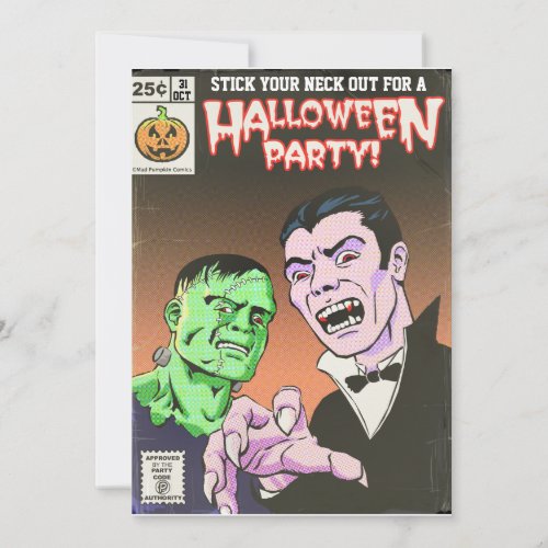 Vintage Horror Comic Halloween Party Invitation