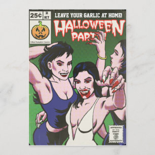 Vintage Horror Comic Halloween Party Invitation